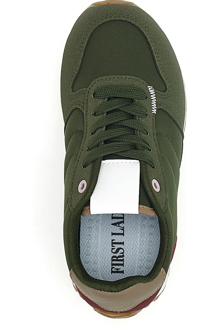 Sneakers verdi e bianche con lacci First Lady GB2015