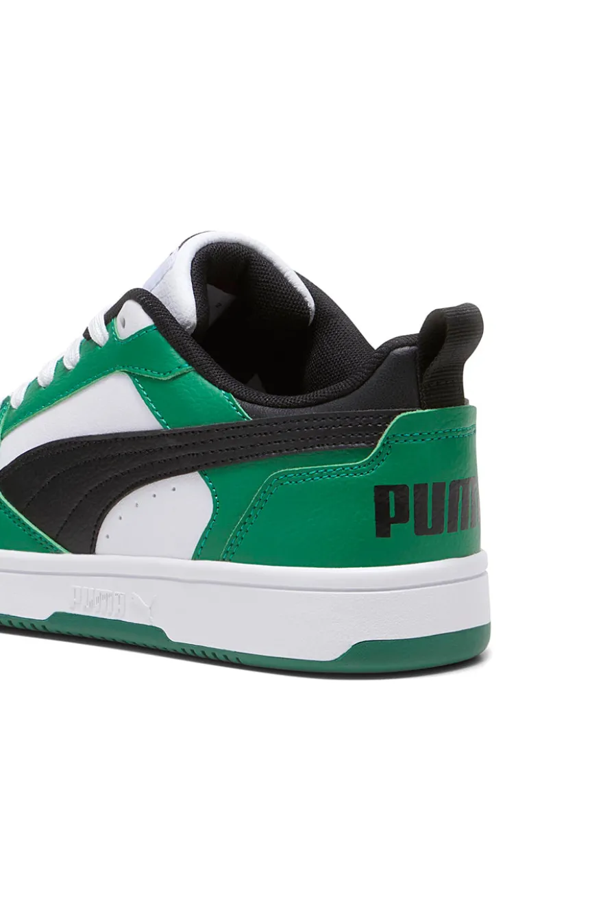 Sneakers Verdi e Bianche con Logo Nero Puma Rebound V6 Lo Jr