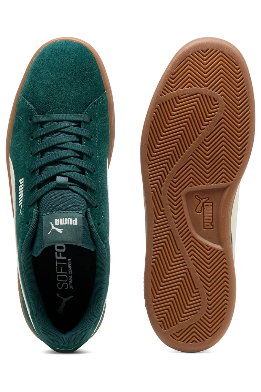 Sneakers verdi in pelle scamosciata con suola marrone Puma Smash 3.0