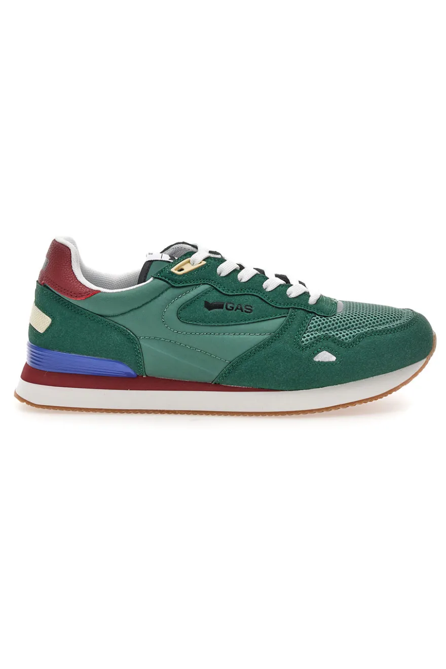 Sneakers verdi in tessuto con dettagli scamosciati Gas OMY MIX