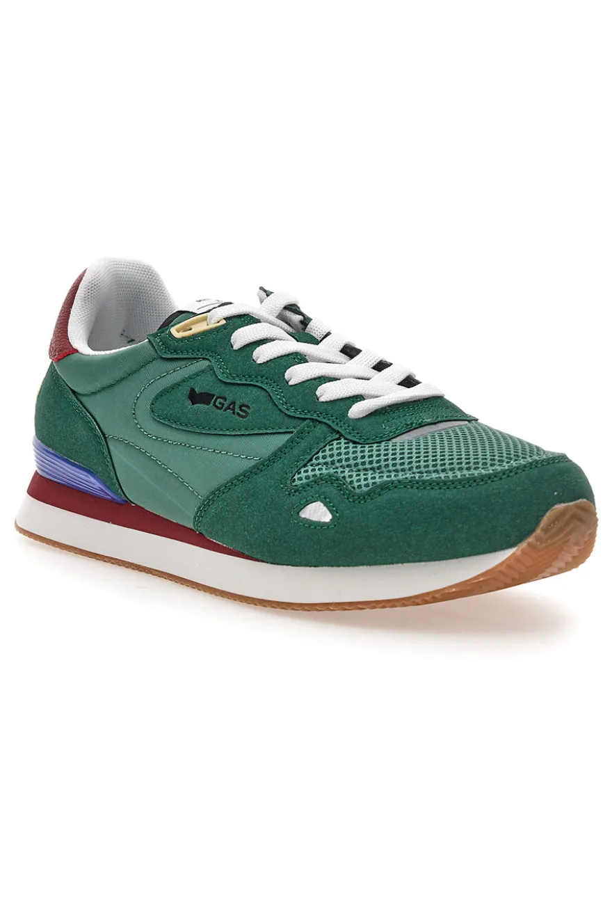 Sneakers verdi in tessuto con dettagli scamosciati Gas OMY MIX