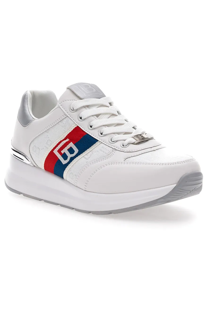 Sneakers white/silver con zeppa Laura biagiotti 8408