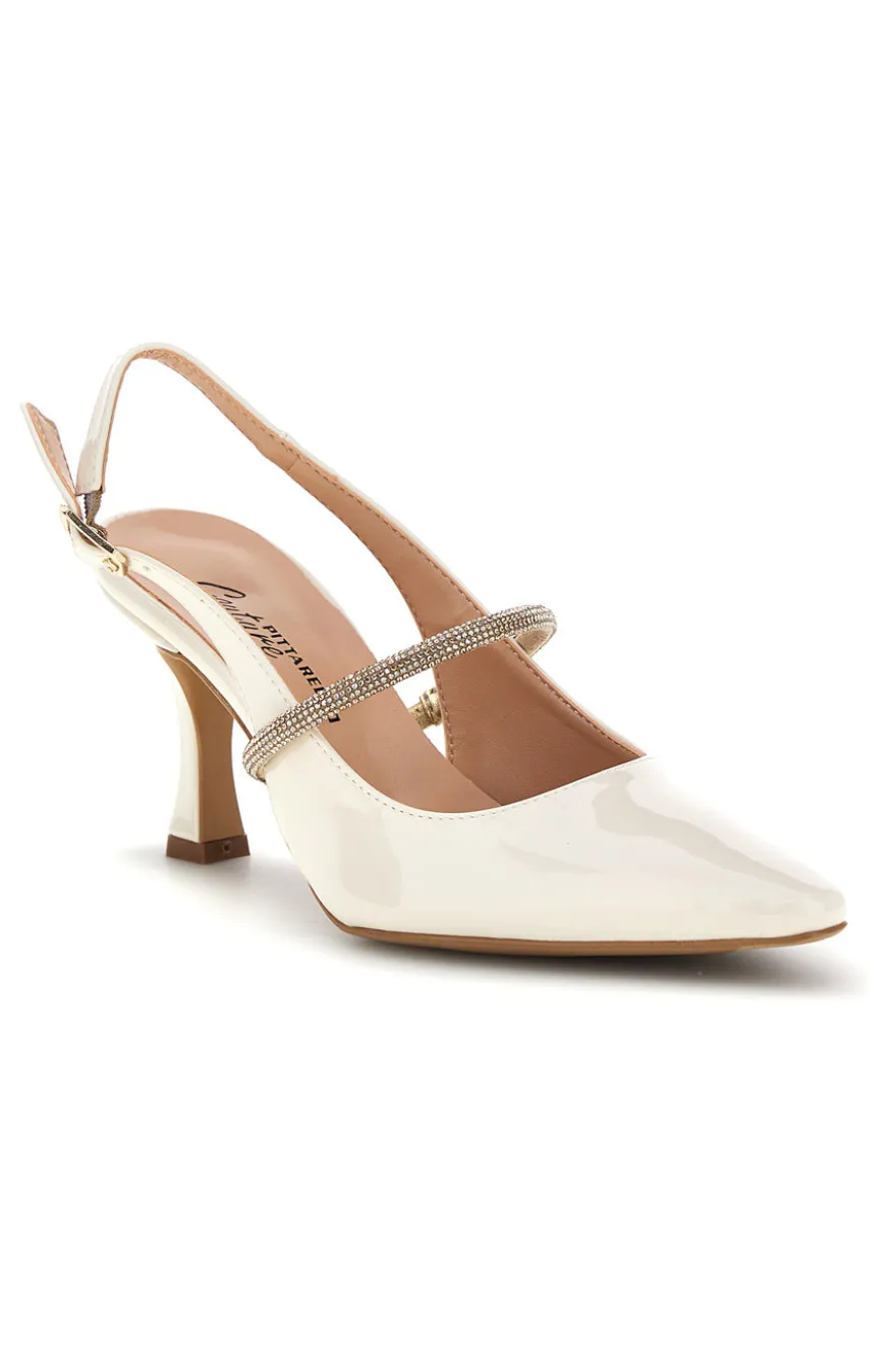 Spitze beige Pumps mit Riemen Pittarello couture 8330