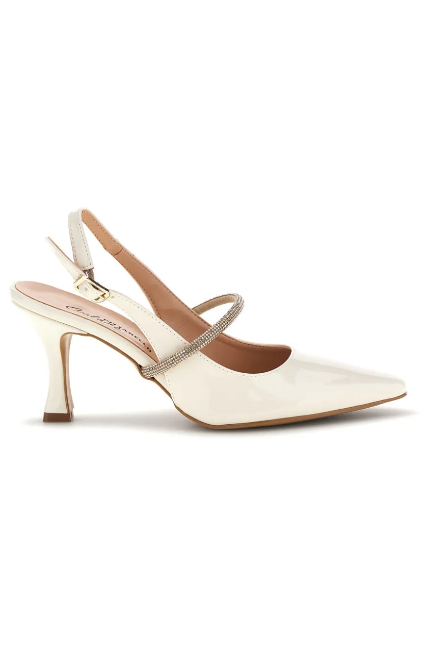 Spitze beige Pumps mit Riemen Pittarello couture 8330
