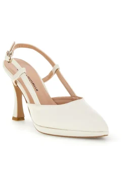 Spitze cremefarbene Slingback-Schuhe mit Riemen Pittarello couture 1922