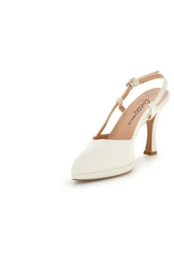 Spitze cremefarbene Slingback-Schuhe mit Riemen Pittarello couture 1922