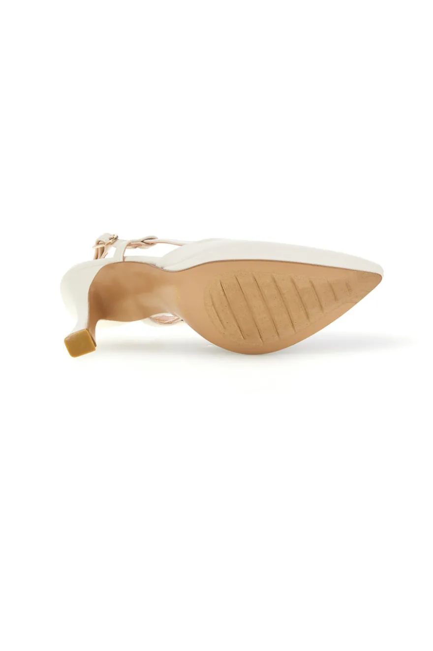 Spitze cremefarbene Slingback-Schuhe mit Riemen Pittarello couture 1922