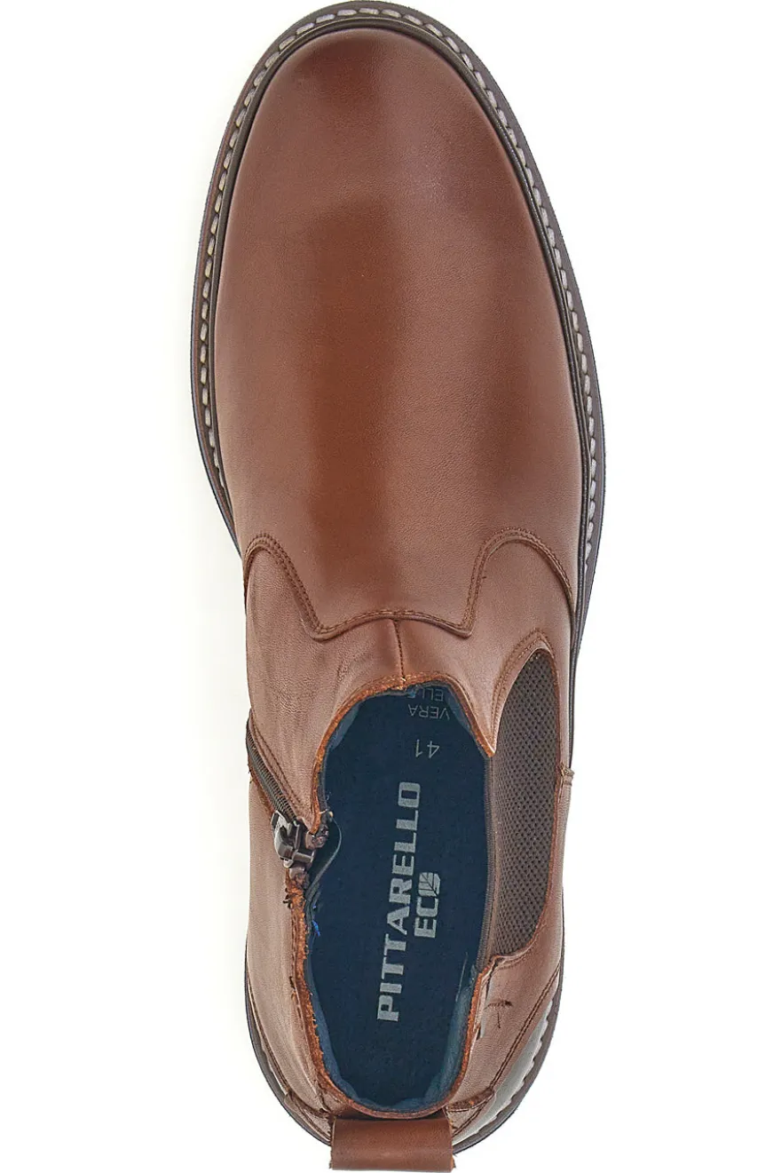 Stivaletti Beatles Chelsea boots marroni in vera pelle con fondo carrarmato Pittarello Eco 252480052