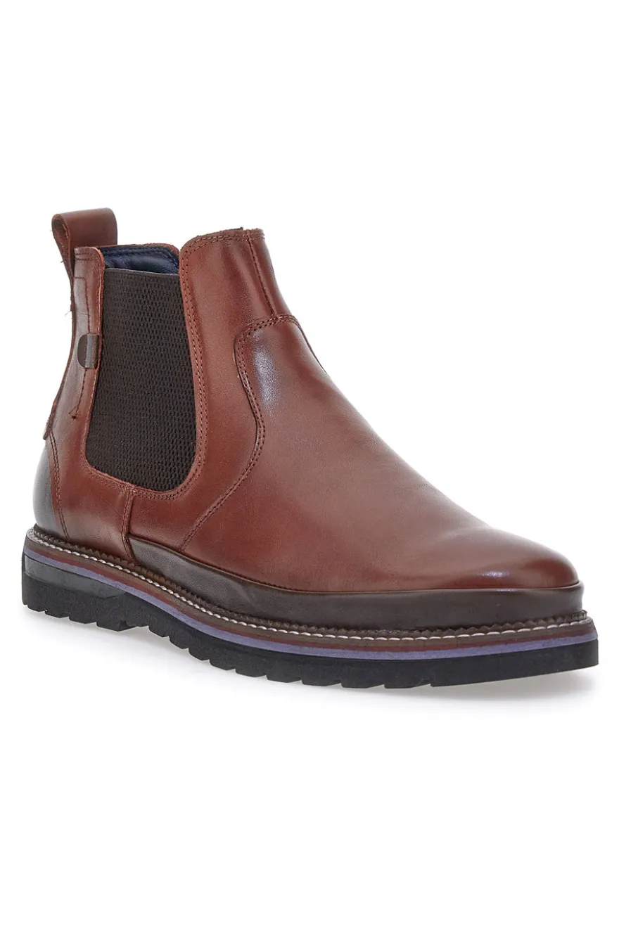 Stivaletti Beatles Chelsea boots marroni in vera pelle con fondo carrarmato Pittarello Eco 252480052