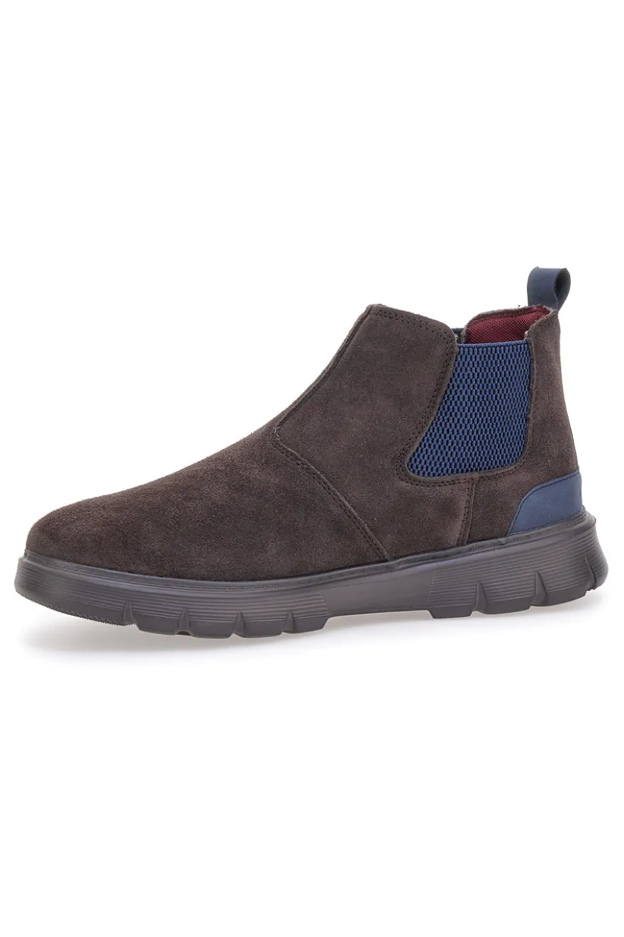 Stivaletti beatles marroni in camoscio con suola sportiva Marina militare MM983