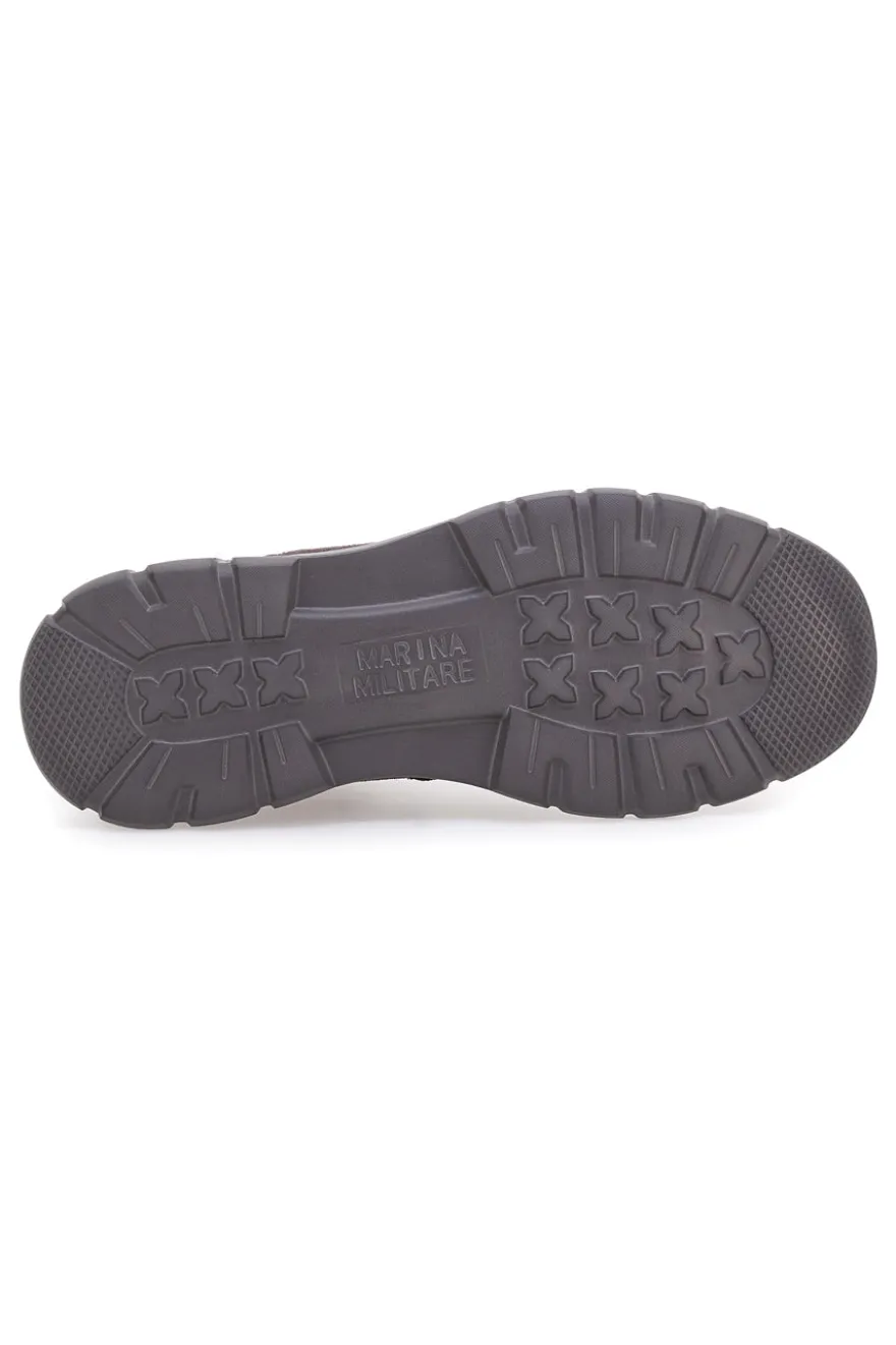 Stivaletti beatles marroni in camoscio con suola sportiva Marina militare MM983
