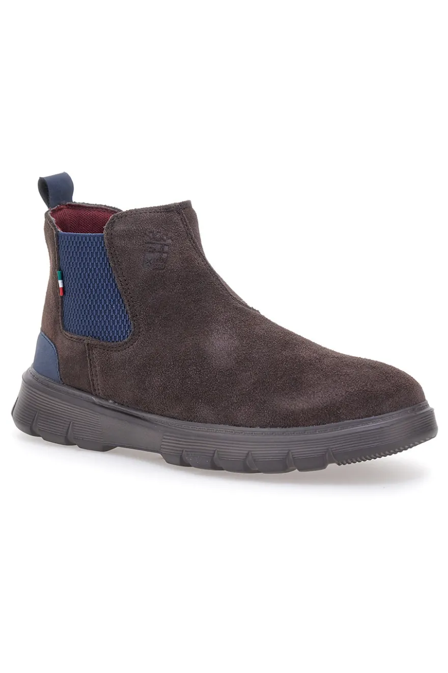 Stivaletti beatles marroni in camoscio con suola sportiva Marina militare MM983