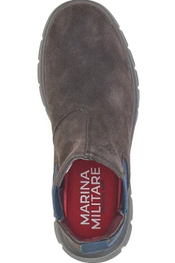 Stivaletti beatles marroni in camoscio con suola sportiva Marina militare MM983