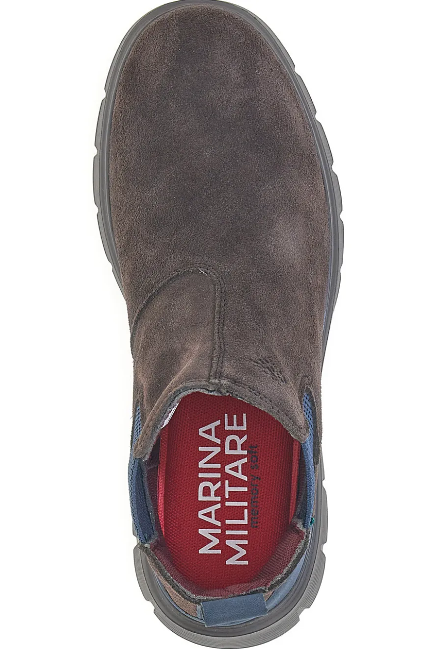 Stivaletti beatles marroni in camoscio con suola sportiva Marina militare MM983