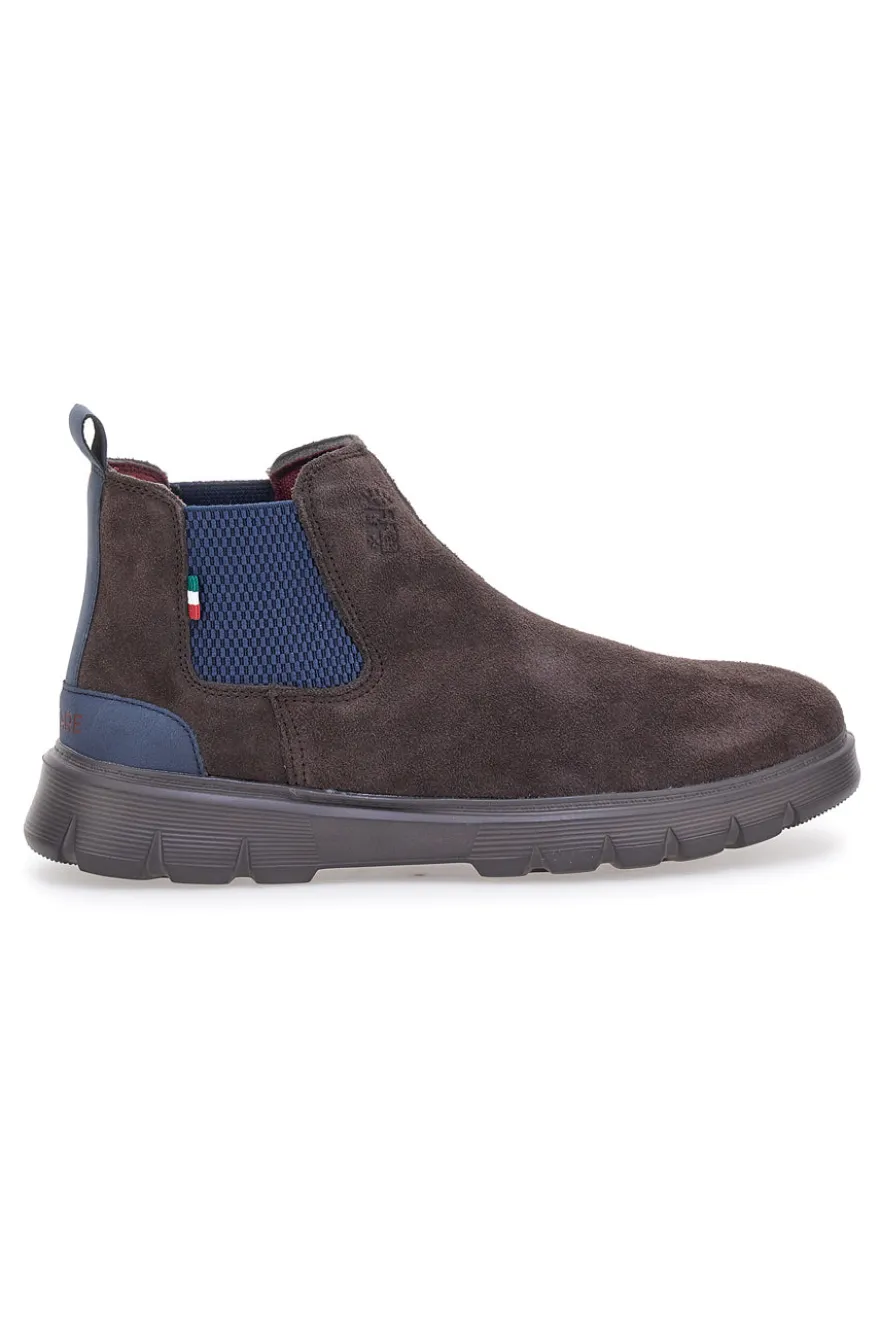 Stivaletti beatles marroni in camoscio con suola sportiva Marina militare MM983
