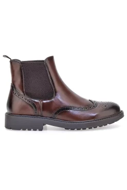Stivaletti beatles marroni con lavorazione brogue Johes land 1681312