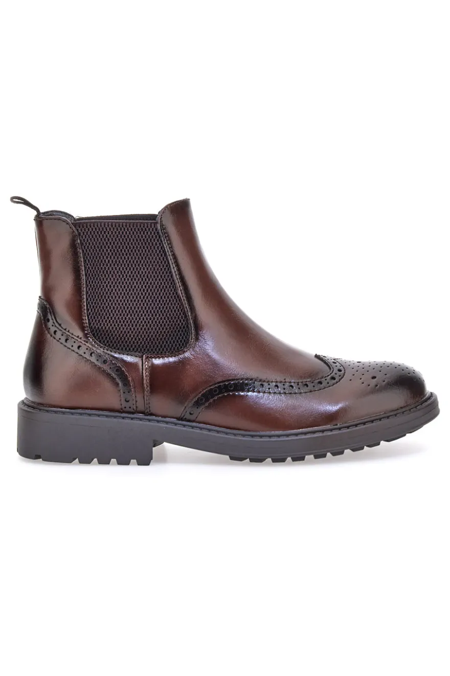 Stivaletti beatles marroni con lavorazione brogue Johes land 1681312