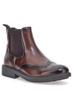 Stivaletti beatles marroni con lavorazione brogue Johes land 1681312