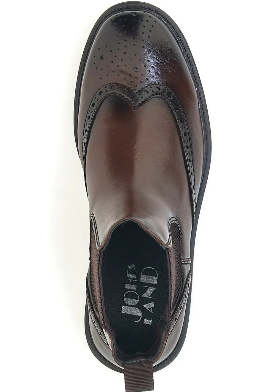 Stivaletti beatles marroni con lavorazione brogue Johes land 1681312