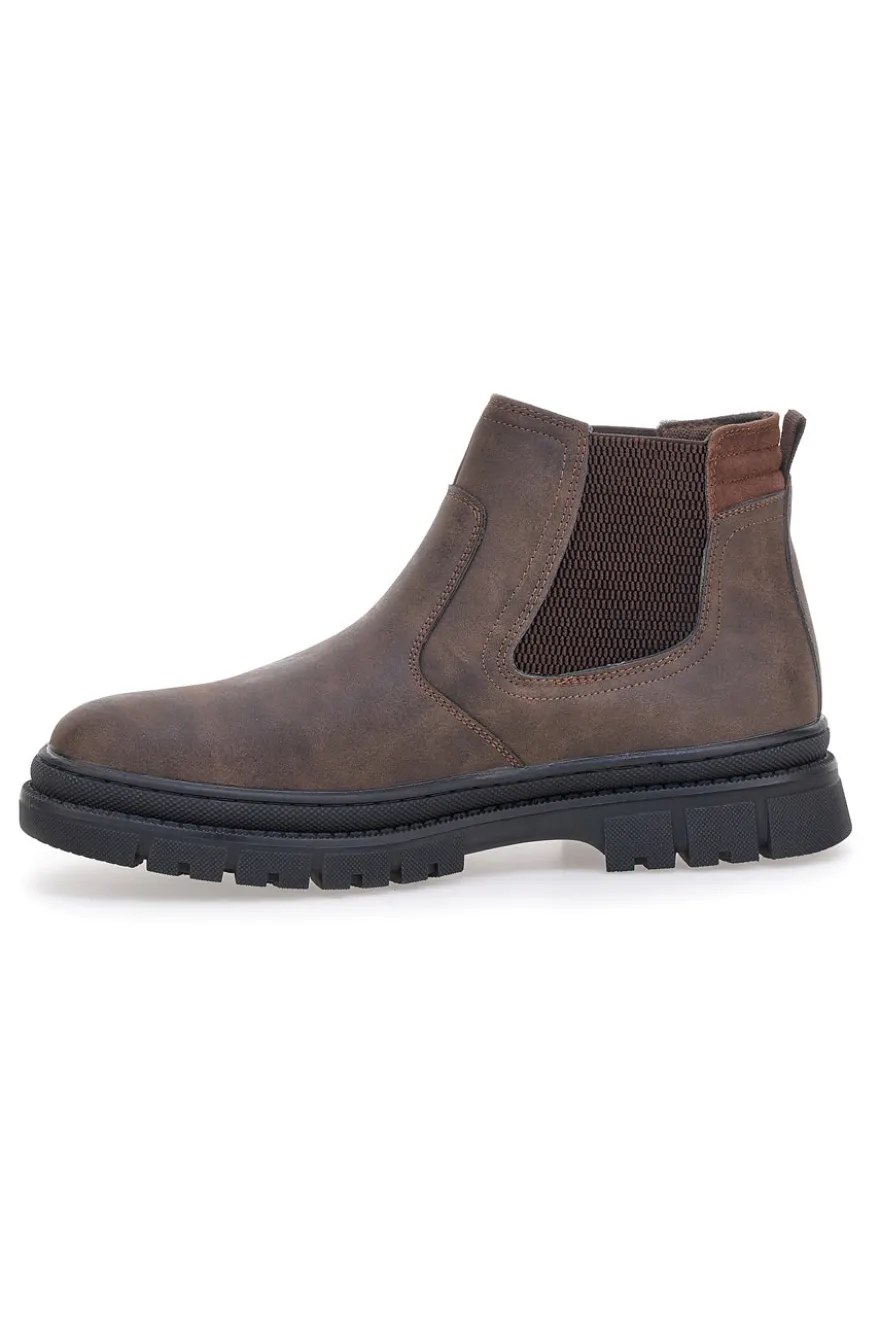 Stivaletti Beatles marroni con inserti elastici Canguro CA877