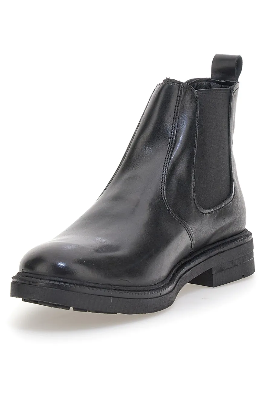 Stivaletti Beatles neri in pelle con inserti elasticizzati Pittarello Focus 042