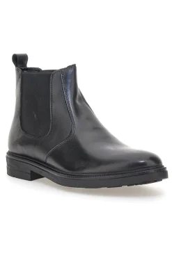 Stivaletti Beatles neri in pelle con inserti elasticizzati Pittarello Focus 042