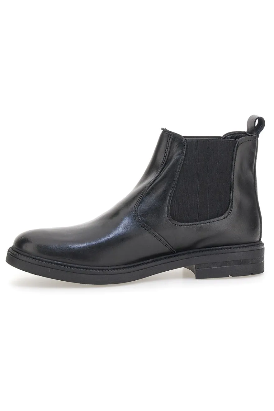 Stivaletti Beatles neri in pelle con inserti elasticizzati Pittarello Focus 042