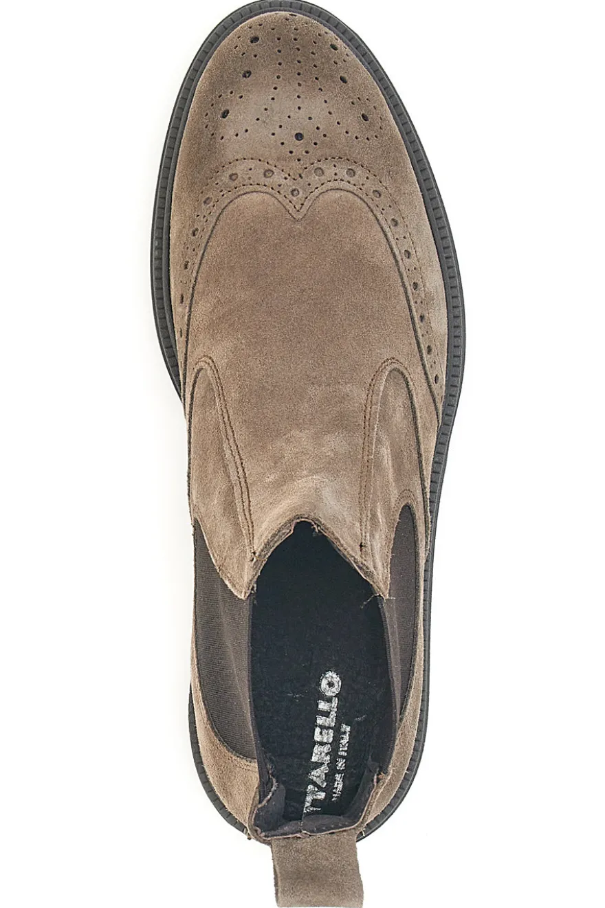 Stivaletti Beatles tortora in camoscio con lavorazione brogue Pittarello 44