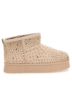 Stivaletti beige con strass e interno caldo con pelo Grazie Girls GB2030