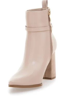 Stivaletti beige con tacco alto e cinturino alla caviglia Le Havre Paris 6001
