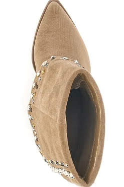 Stivaletti Beige Texani con Borchie Decorative THE FIRST 504