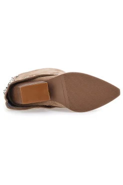 Stivaletti Beige Texani con Borchie Decorative THE FIRST 504