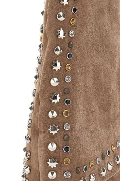Stivaletti Beige Texani con Borchie Decorative THE FIRST 504