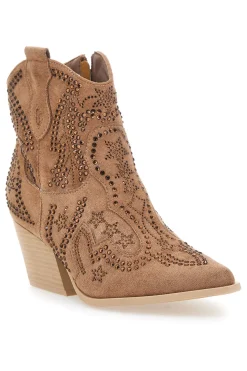 Stivaletti Camel Con Strass First Lady P590