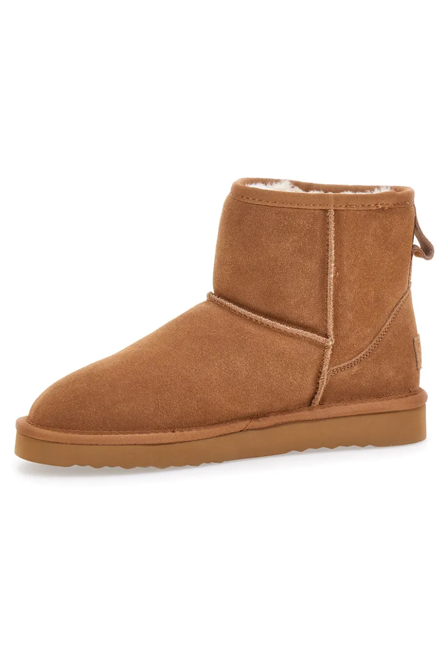 Stivaletti cammello in vera pelle con pelo interno stile pantofola Pittarello wow 3551