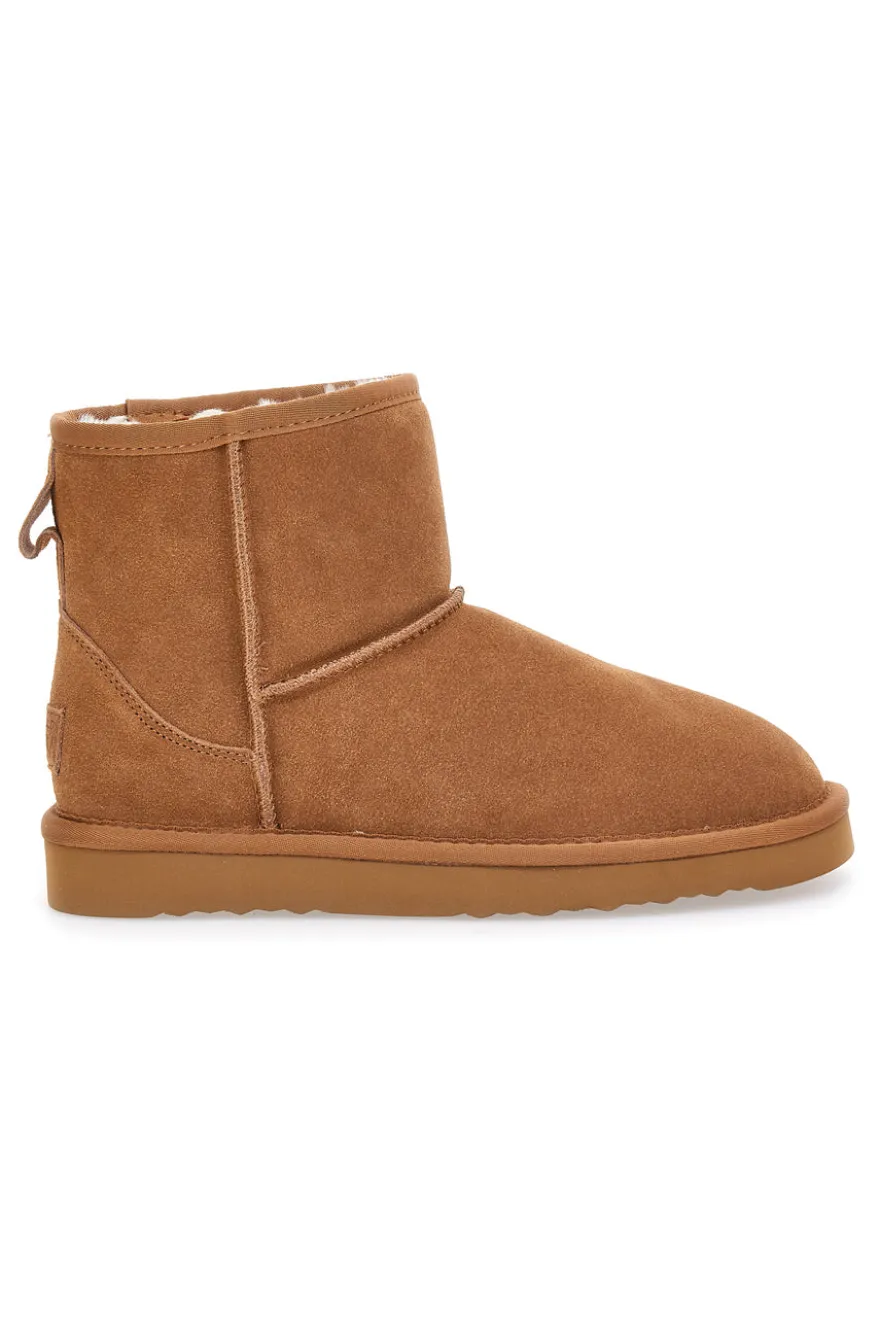 Stivaletti cammello in vera pelle con pelo interno stile pantofola Pittarello wow 3551