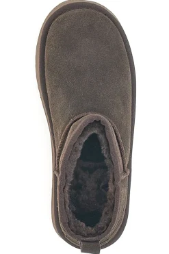 Stivaletti Flatform Testa di Moro in Vera Pelle Scamosciata con Pelo Pittarello Wow 3547
