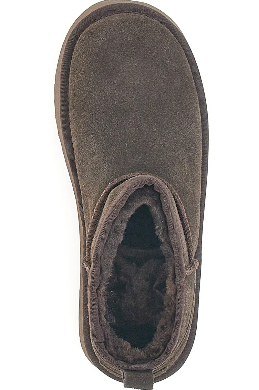 Stivaletti Flatform Testa di Moro in Vera Pelle Scamosciata con Pelo Pittarello Wow 3547