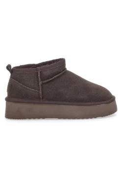 Stivaletti Flatform Testa di Moro in Vera Pelle Scamosciata con Pelo Pittarello Wow 3547