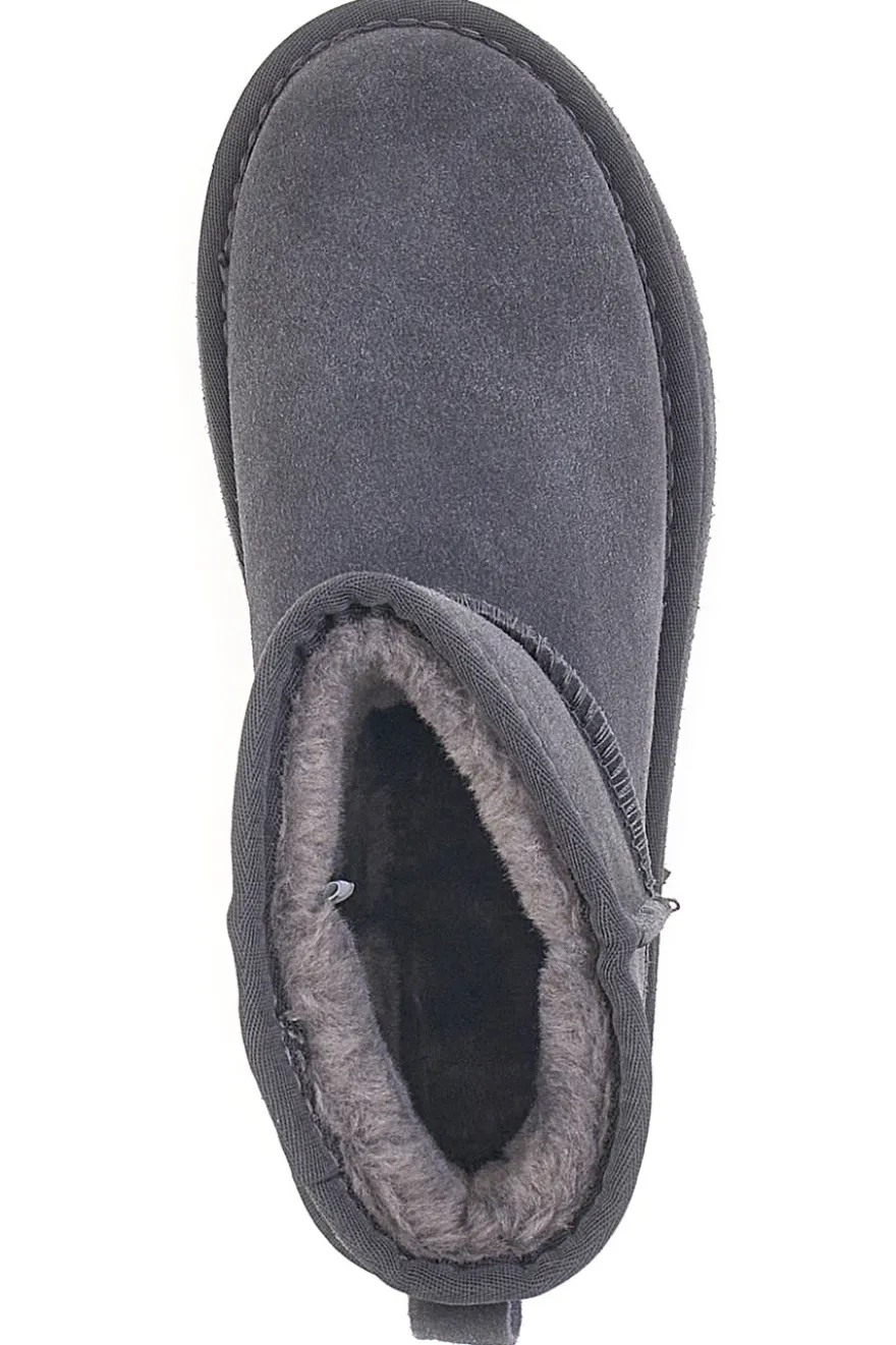 Stivaletti Grigi con Pelo e Tomaia in Pelle MON DIEU WD90012