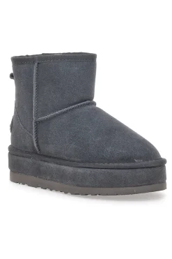 Stivaletti Grigi con Pelo e Tomaia in Pelle MON DIEU WD90012