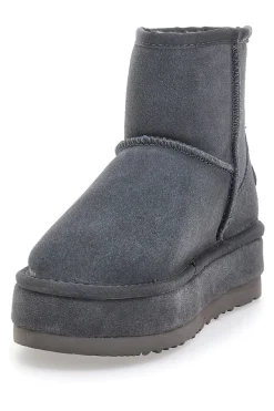 Stivaletti Grigi con Pelo e Tomaia in Pelle MON DIEU WD90012