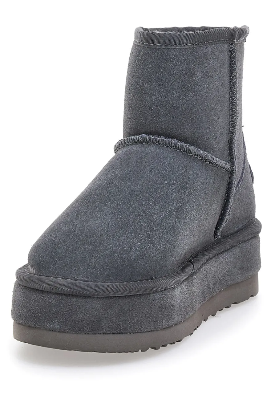 Stivaletti Grigi con Pelo e Tomaia in Pelle MON DIEU WD90012