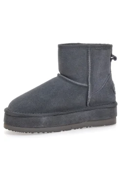 Stivaletti Grigi con Pelo e Tomaia in Pelle MON DIEU WD90012