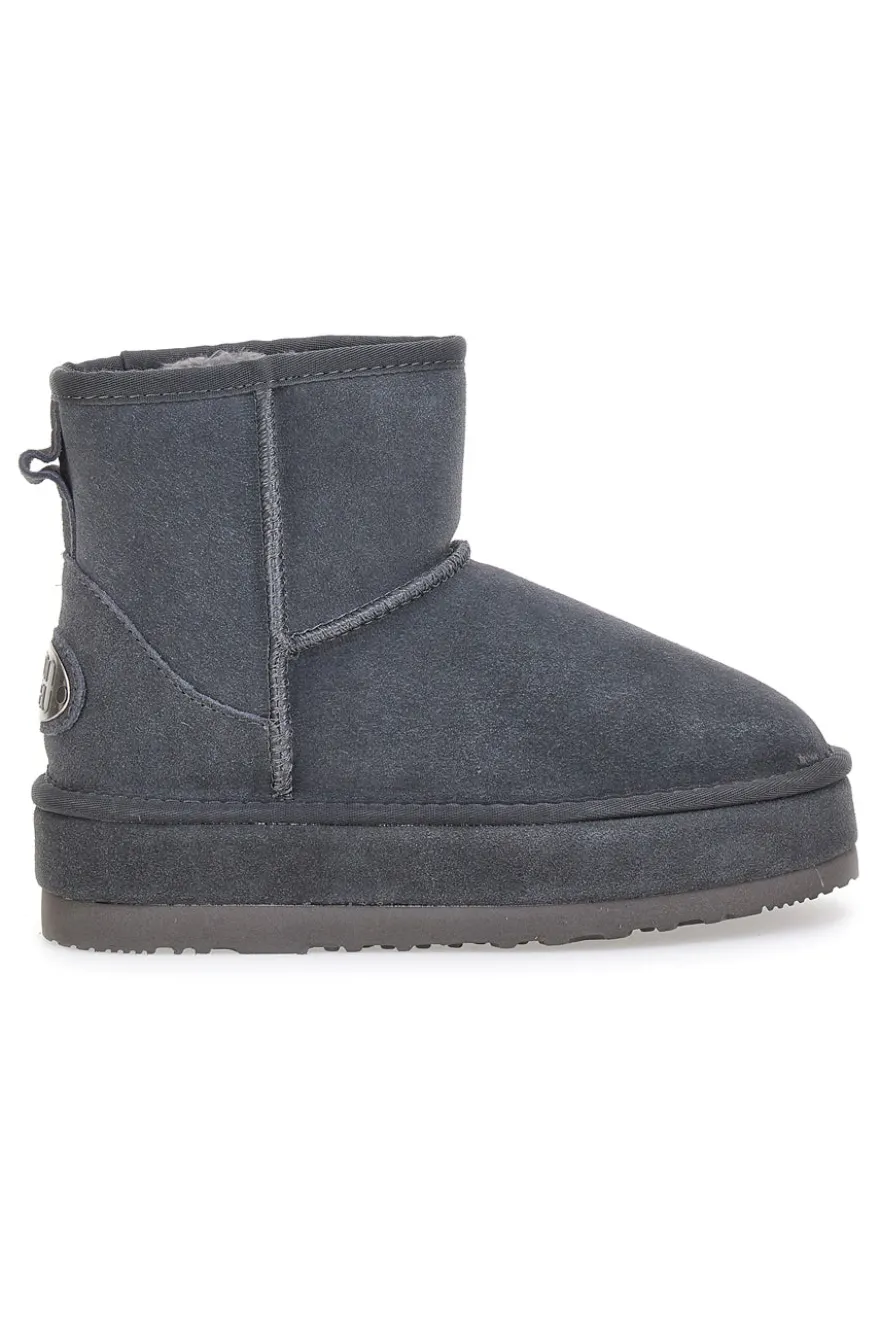 Stivaletti Grigi con Pelo e Tomaia in Pelle MON DIEU WD90012