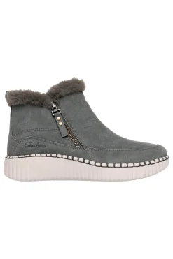 Stivaletti grigi in suede con pelliccia e Memory Foam Skechers Wilshire Blvd Fresh Zip