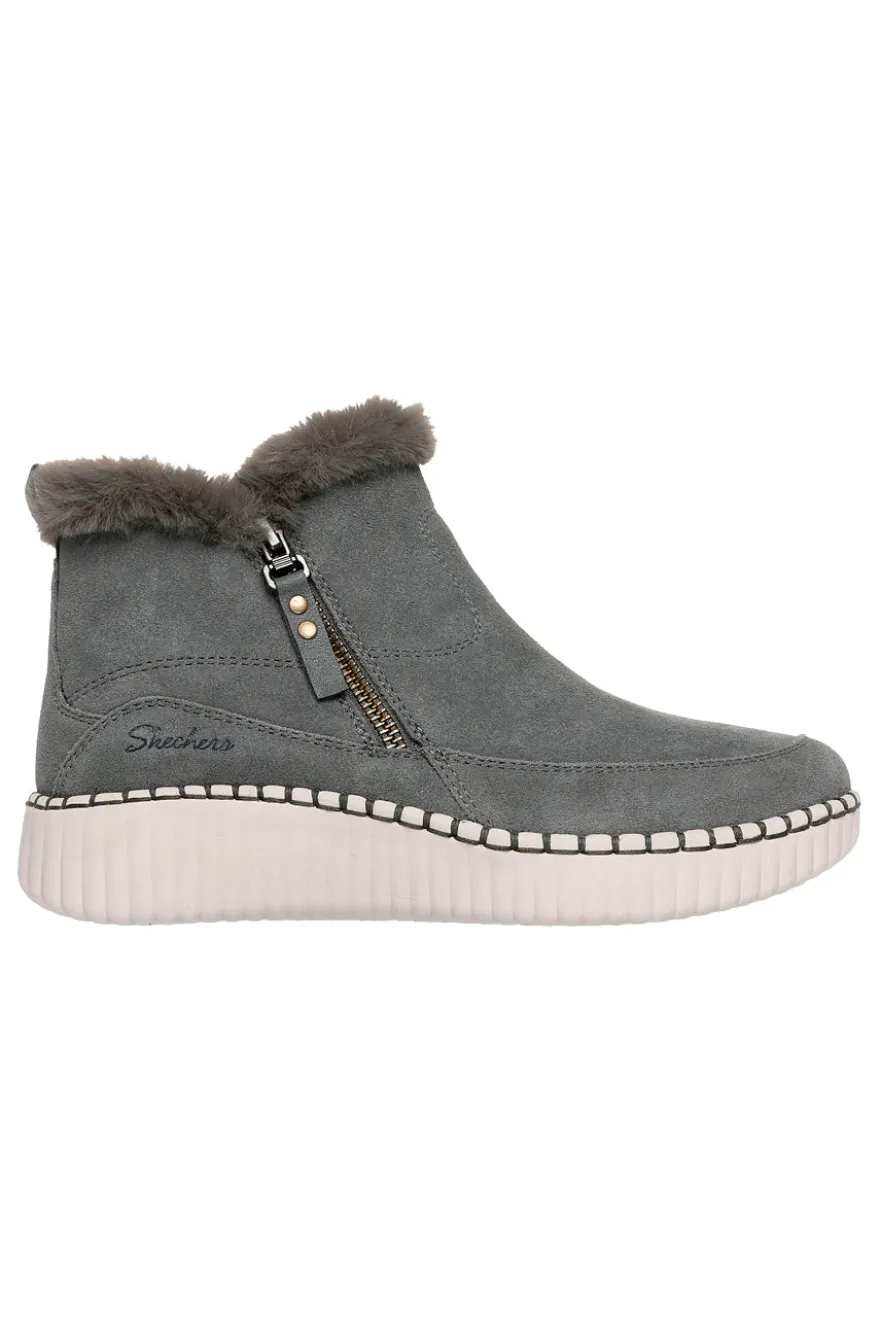 Stivaletti grigi in suede con pelliccia e Memory Foam Skechers Wilshire Blvd Fresh Zip