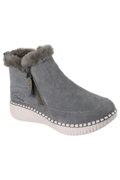 Stivaletti grigi in suede con pelliccia e Memory Foam Skechers Wilshire Blvd Fresh Zip