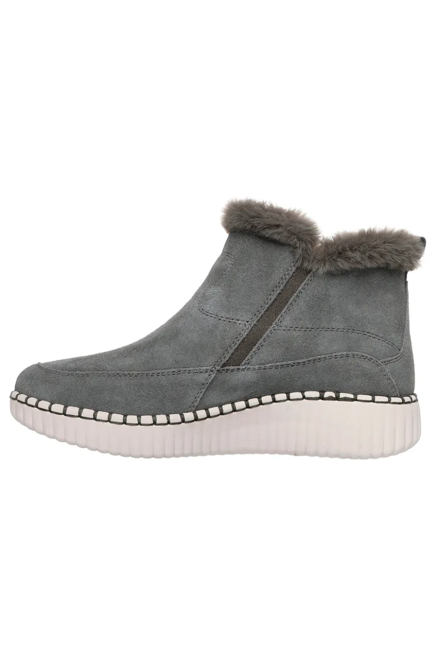 Stivaletti grigi in suede con pelliccia e Memory Foam Skechers Wilshire Blvd Fresh Zip