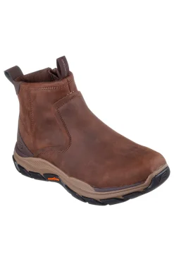 Stivaletti marrone cocoa in pelle con zip Skechers Respected Evanston